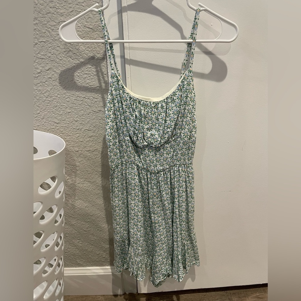 A.U.W Floral Print Romper w Spaghetti Straps